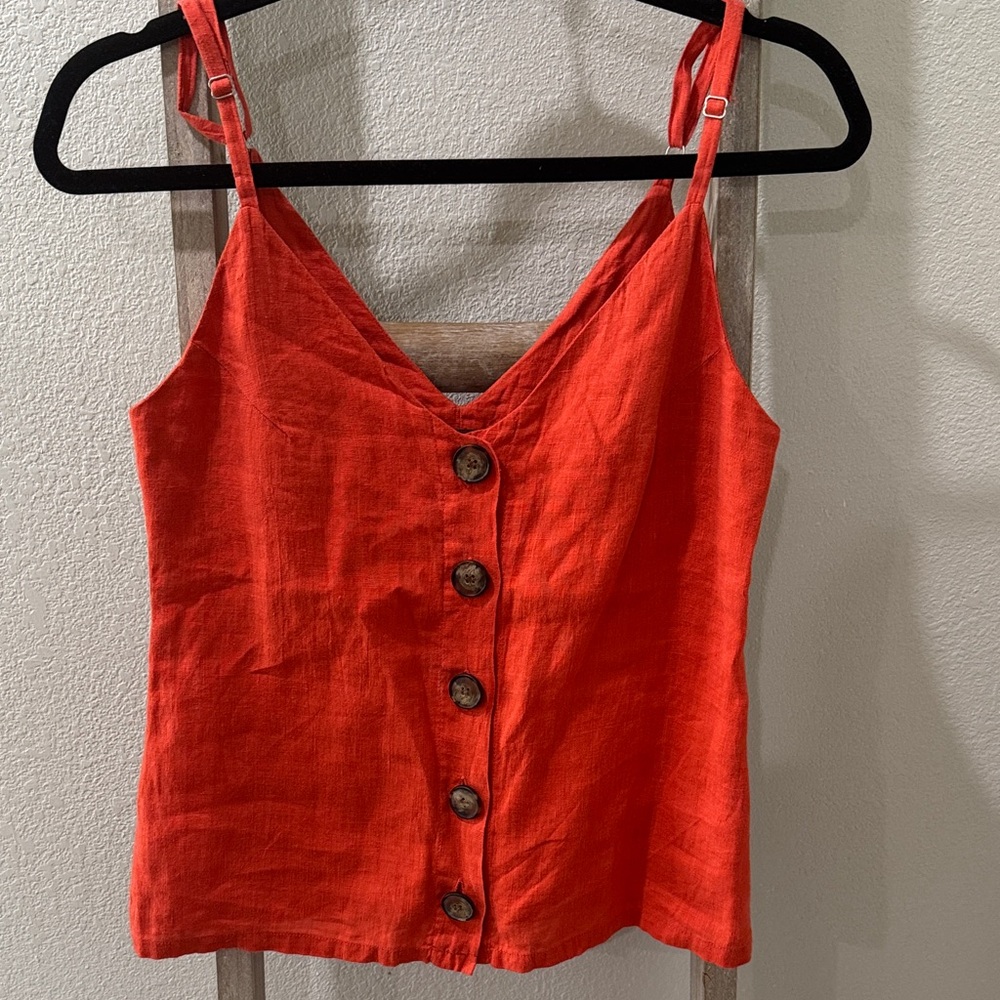Reformation Vibrant Red Linen Shirt